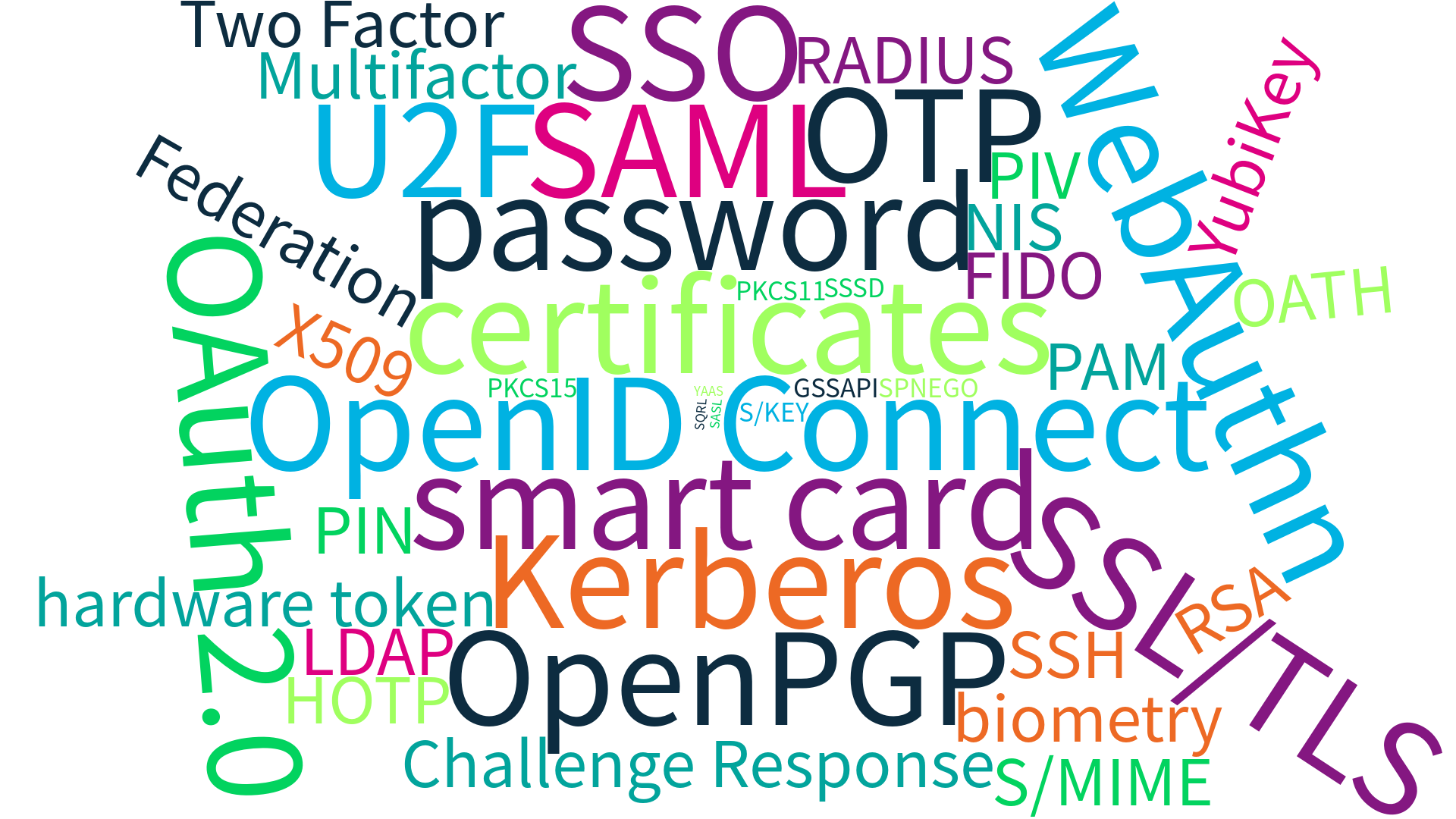 Word cloud of existing authentication standards